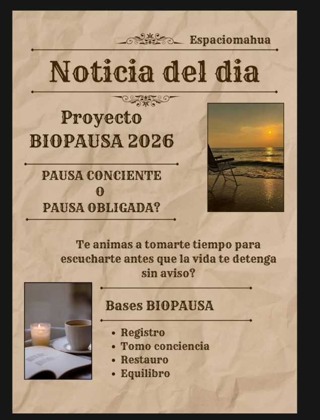 Proyecto Biopausa 2026, pausa consciente o pausa obligada